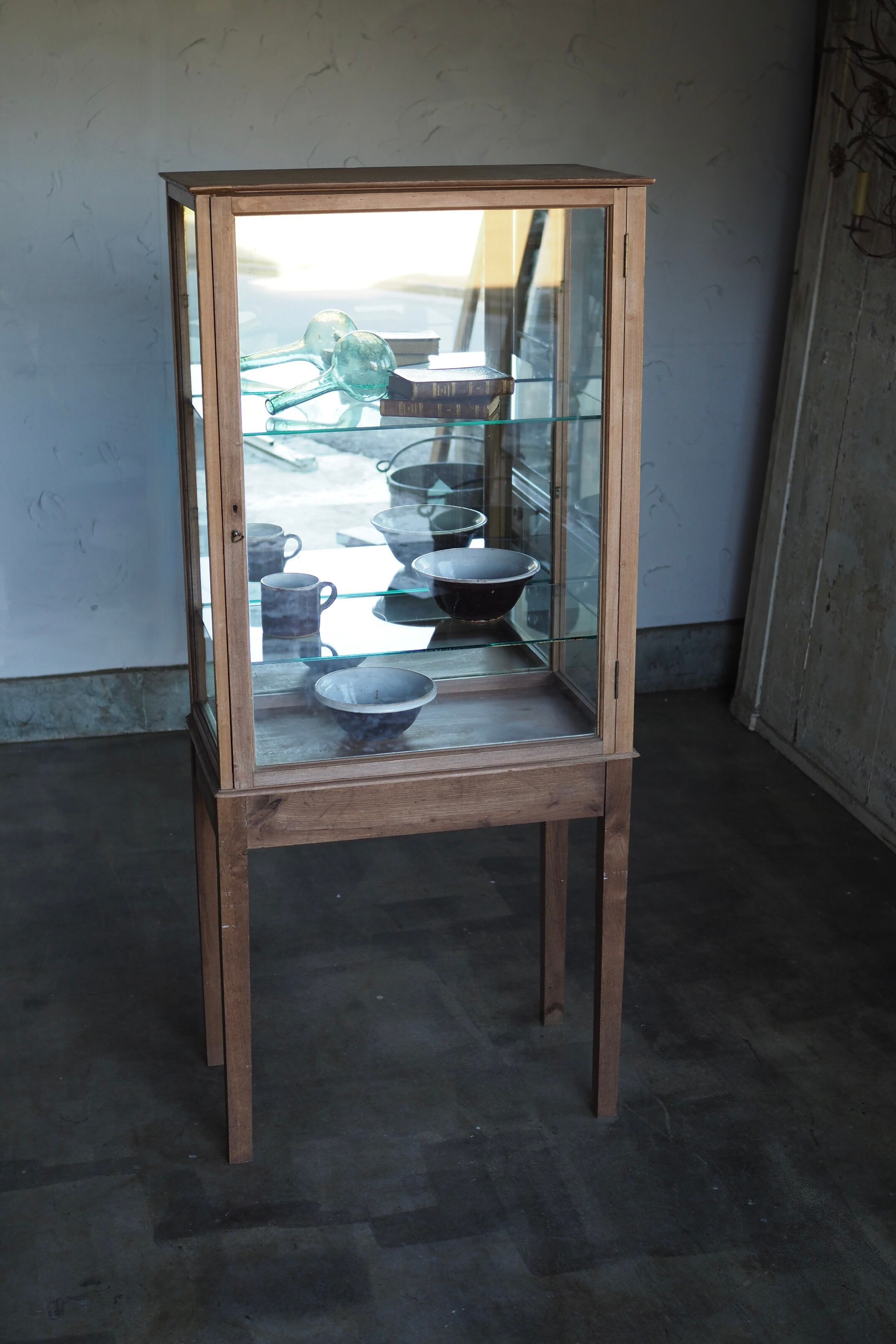 チェリー材ショーケース-vintage glass show case | アンティーク