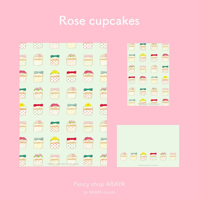 Rose cupcakes　デザインデータ