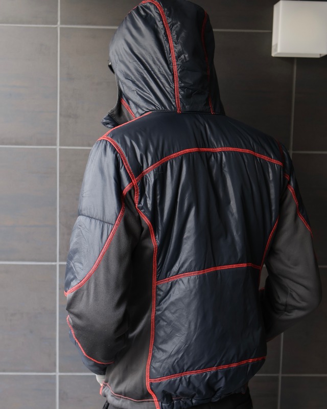 Nylon thumbhole zip hoodie