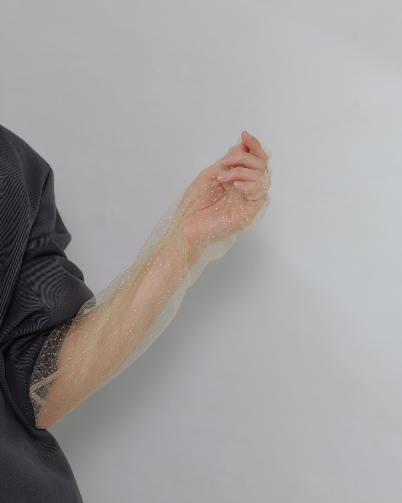 FOURAM - LAME TULLE STRIPE P/O :Gold|ラメチュール/ストライプ/セカンドスキン