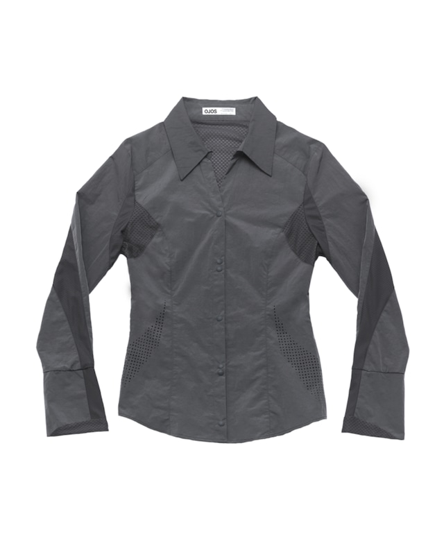 10/20予約発送 [OJOS] Airy Double Snap Shirt / Charcoal 正規品 韓国ブランド 韓国通販 韓国代行 韓国ファッション オホス