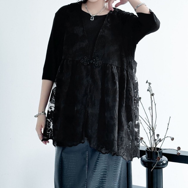 スパンコールトップス&チュールスカート 1color ST0200