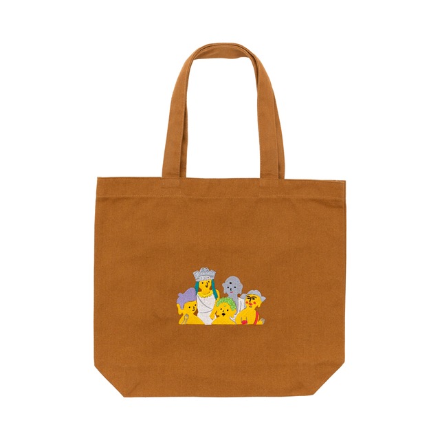 仏像ファイブ(刺繍) 仏像 ヘヴィー キャンバス トートバッグ キャラメル 厚め BUDDHA 弥勒菩薩 百済観音 地蔵菩薩 善財童子