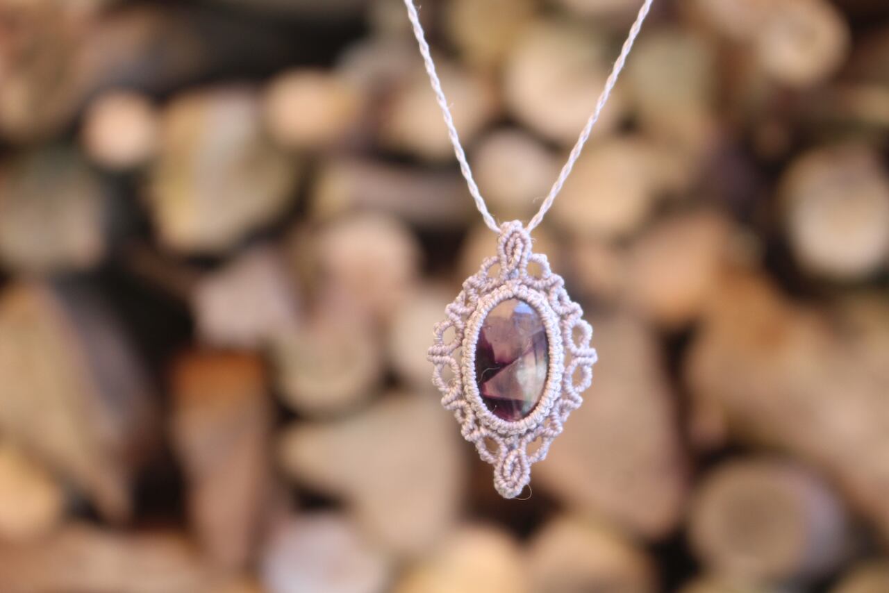 Trapiche amethyst micro macrame design pendant