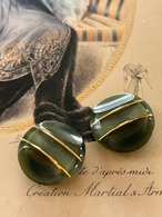 Japanese Vintageボタン グリーン系×ゴールド マーブル調 22mm アクセサリーパーツ デコレーション材