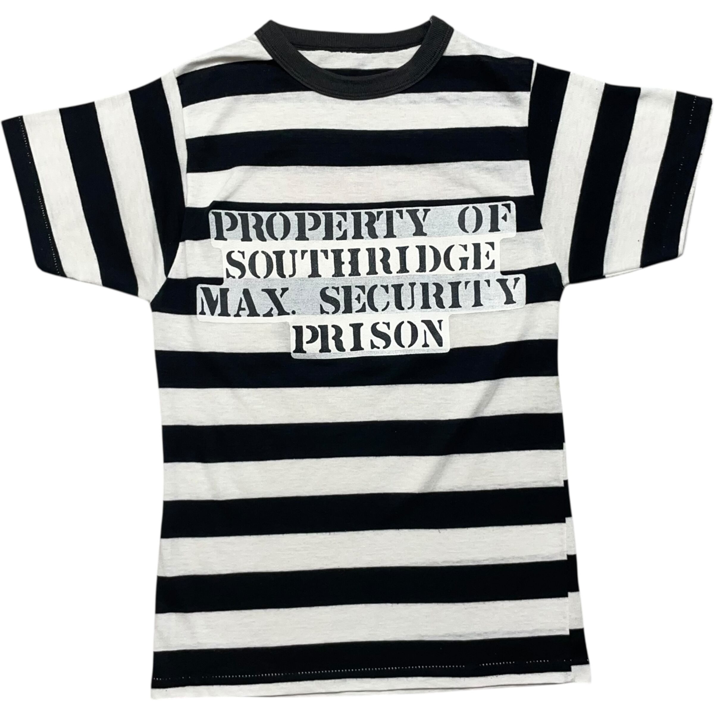 《S》 unknown Tシャツ 両面プリント フロッキープリント 囚人服デザイン シングルステッチ no.7523