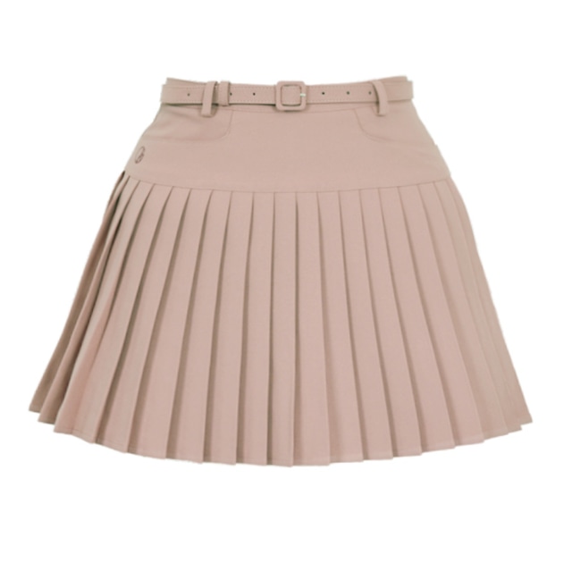 Belt Pleated Skirt（Beige）