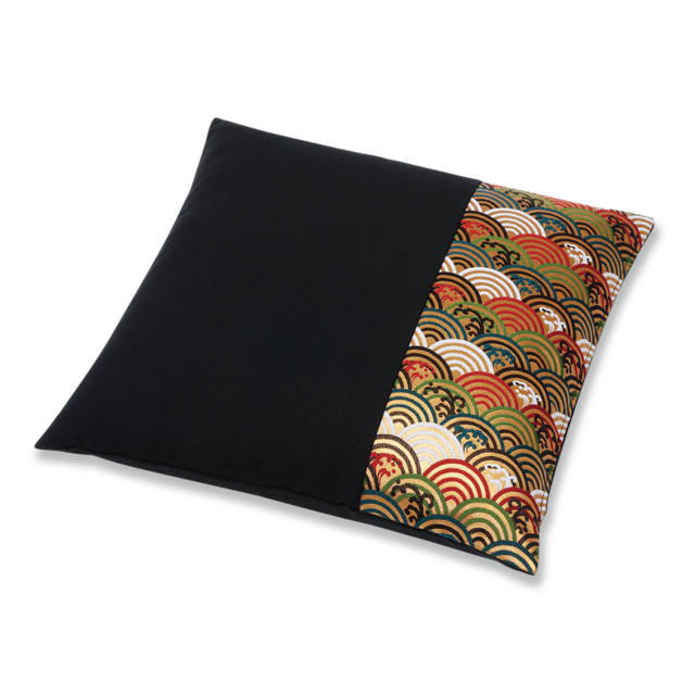 西陣の紋織　小座布団（カバーのみ）　青海波　半面　GO（ゴールド）43×43