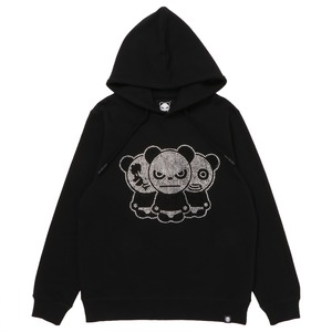 【HIPANDA ハイパンダ】メンズ パンダ3兄弟 ラインストーン フーディー スウェット MEN'S RHINESTONE TRIO LOGO HOODIE   / BLACK・WHITE
