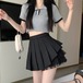 2色／切替チュールアシメプリーツスカート ・78615