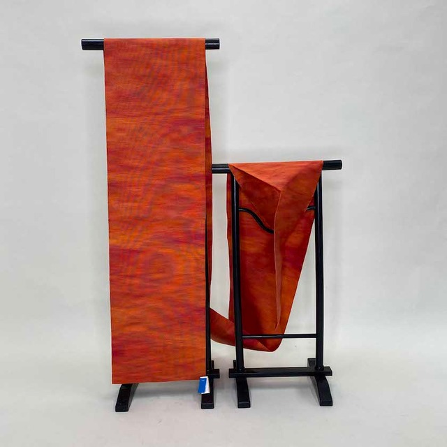 名古屋帯 なごや帯 中古　リサイクル リユース 八寸 普段着 お洒落着 紬 小紋 正絹 無地 全体柄 オレンジ ハンドメイド 1186