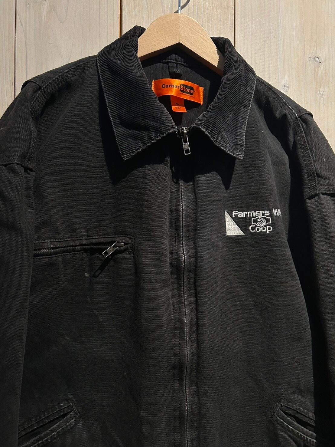 a.k.a.C.a.k.a vintage】Fade Black Color Vintage Zip Up Duck Jacket