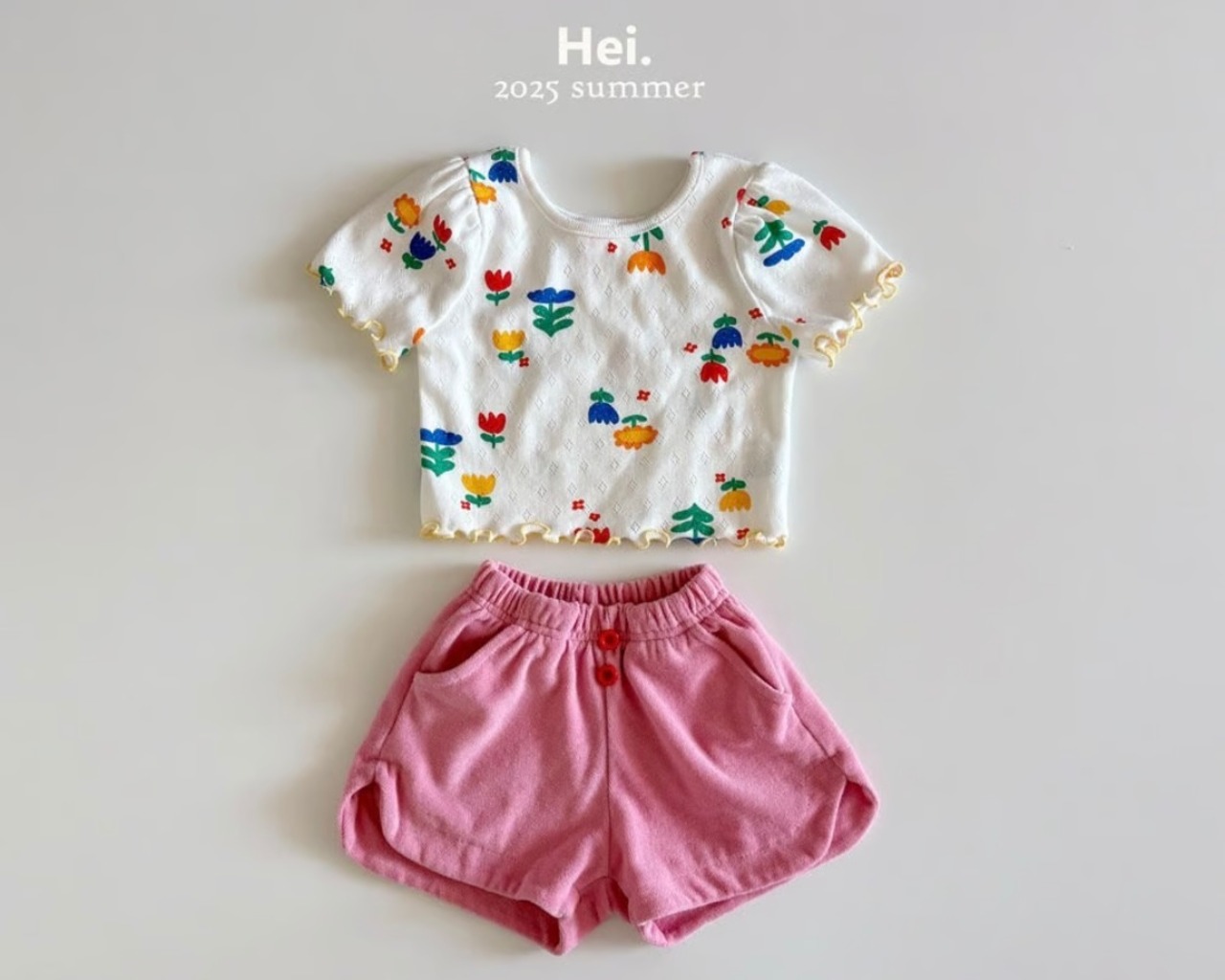 【Hei.】フラワープリントパフスリーブTシャツ  70~110cm - 6