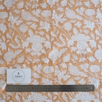 ブロックプリント生地【50cm単位】インド綿 花柄 オレンジ×白 #59410-OR1