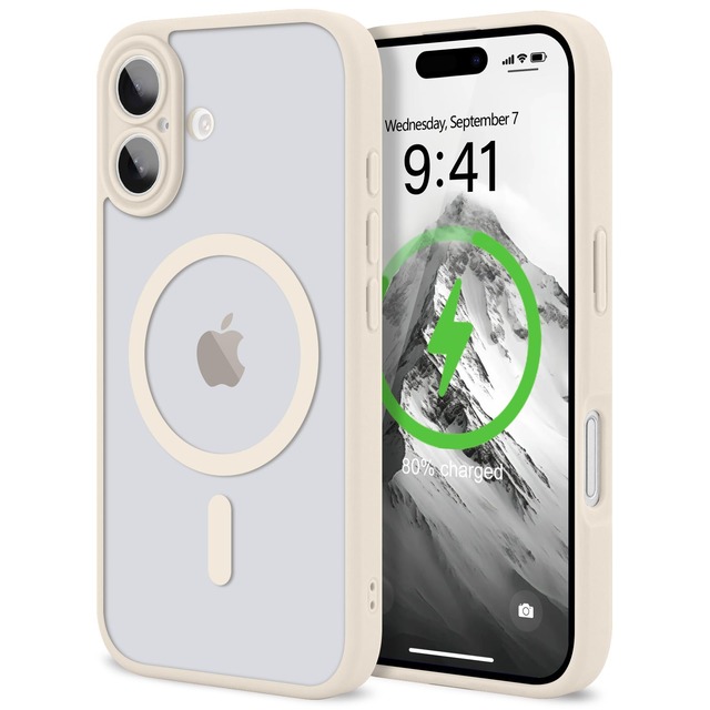 LAPOPNUT iPhone 17用 ケース MagSafe対応 半透明 指紋防止 耐衝撃 滑り止め カバー(ホワイト)