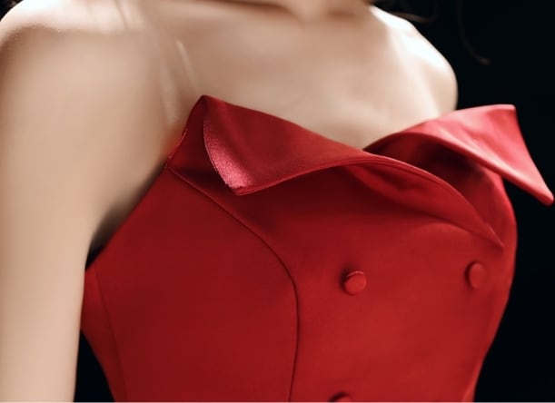 レッド オフショルダー チュール パンツドレス パーティードレス 上下