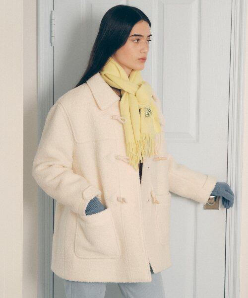 ROLAROLA DUFFLE HALF COAT IVORY 韓国アイドル着用 ROLAROLA DUFFLE HALF COAT IVORY 韓国アイドル着用 ROLAROLA] WOOL