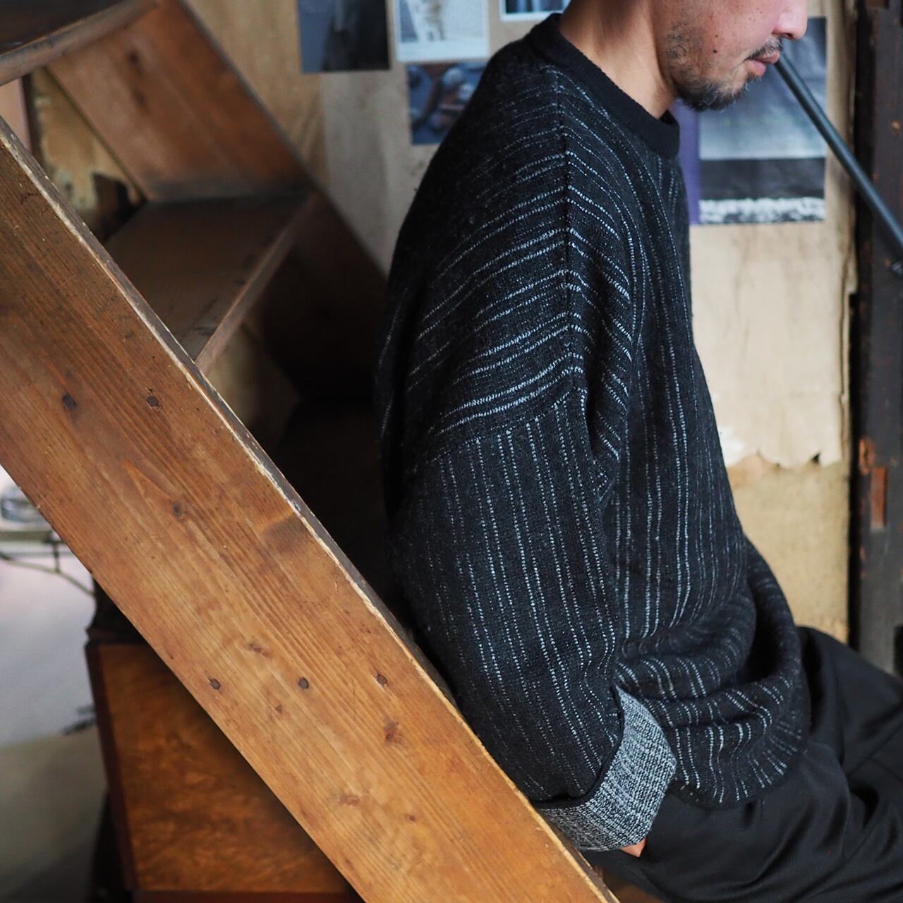 YOKO SAKAMOTO / NOMAD KNIT BIG SWEATER BLK | 洋服と工芸 omitsu