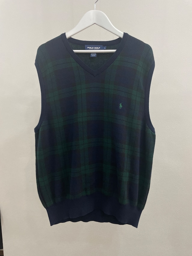 POLO GOLF RALPH LAUREN cotton knit vest MADE IN USA