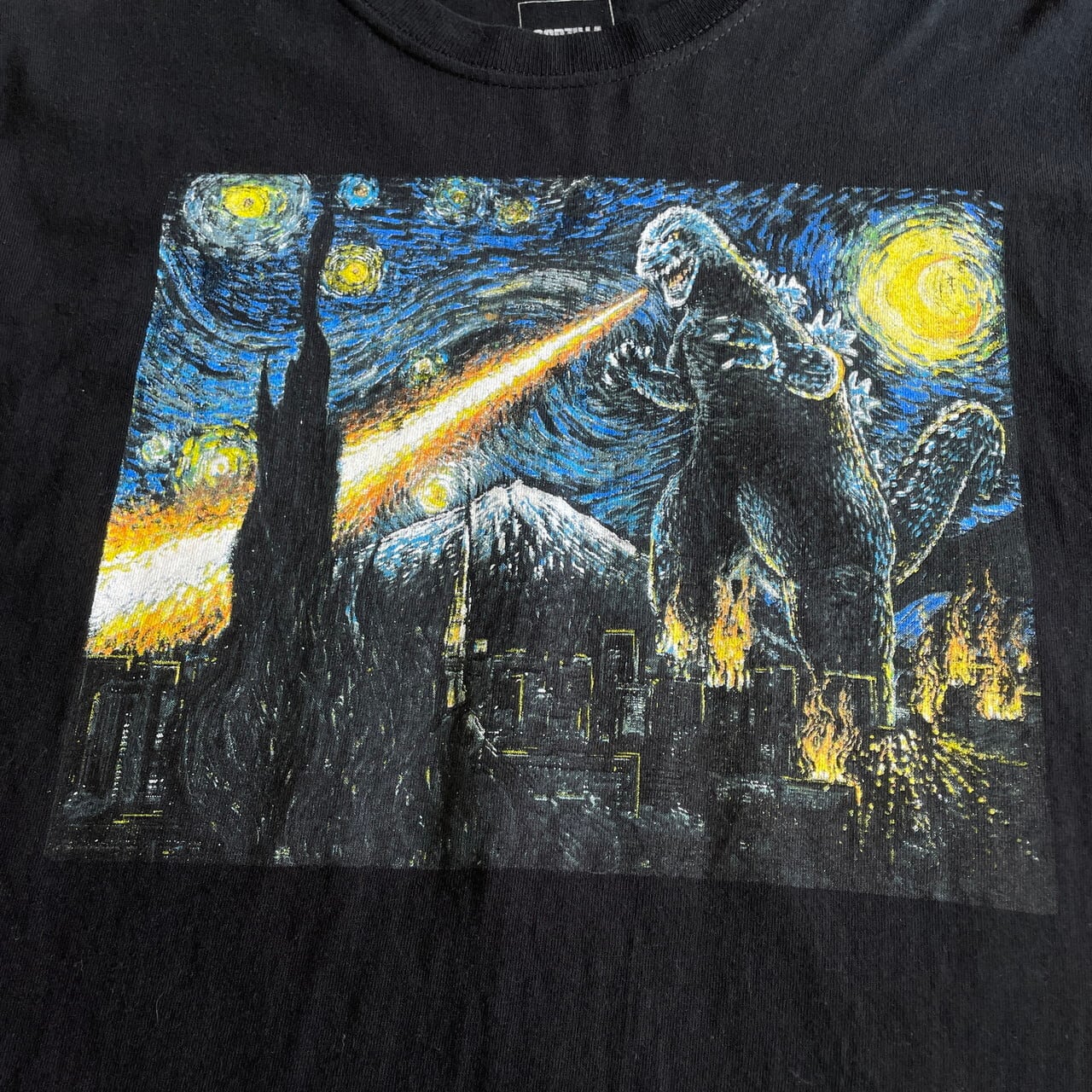 GODZILLA ゴジラ ゴッホ風 アート プリントTシャツ メンズM 古着