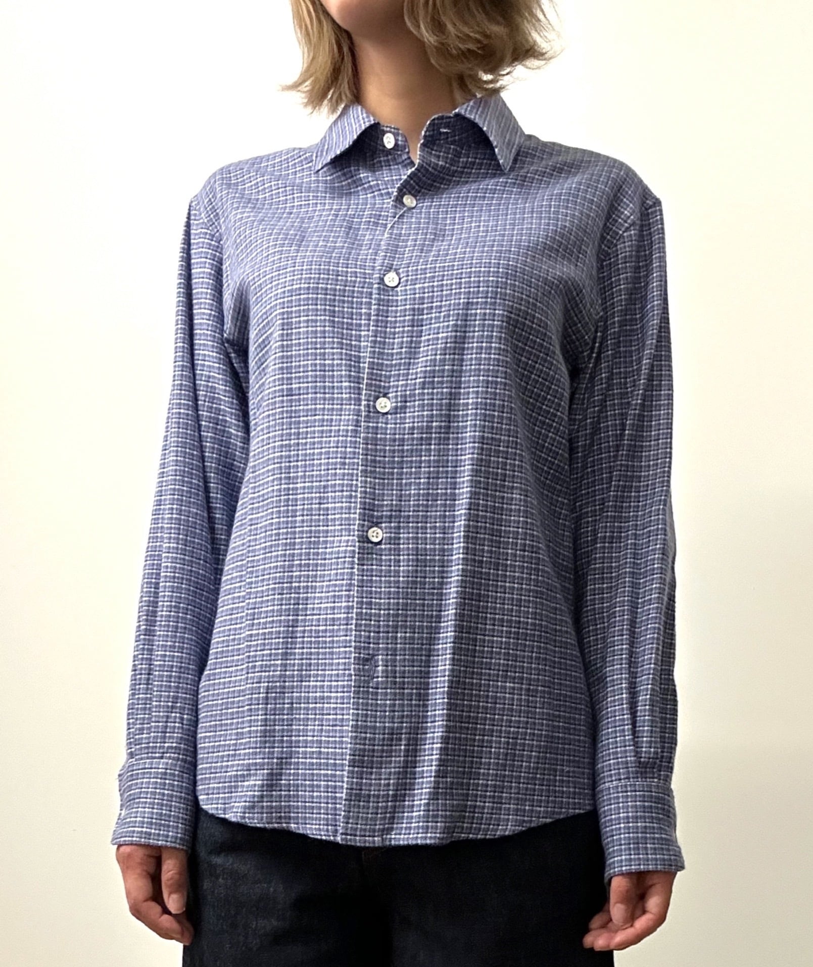 MY_ / COTTON LINEN FLANNEL CHECKED SHIRT