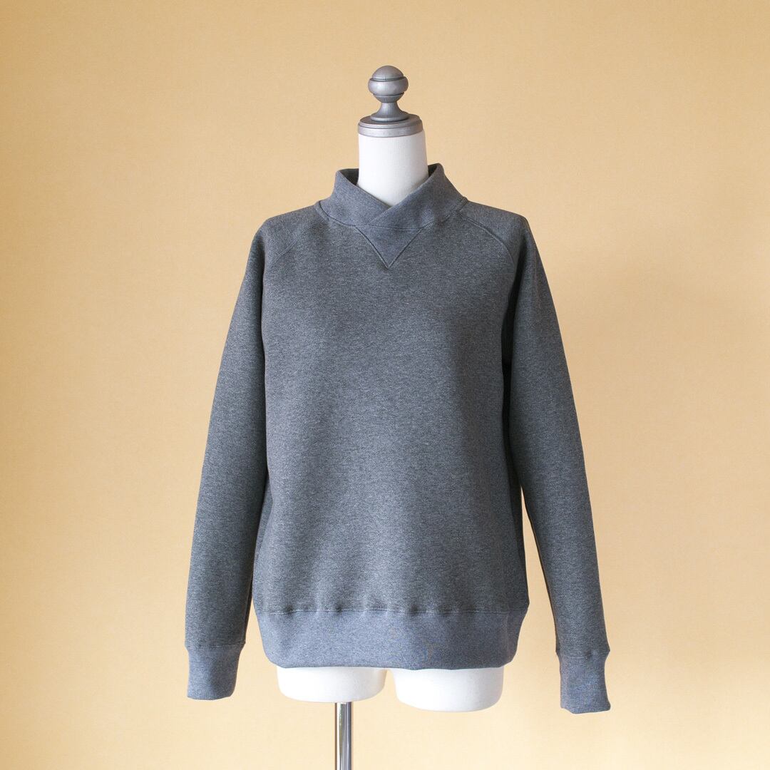 atelier naruse アトリエナルセ モックネックスウェット・杢グレイ