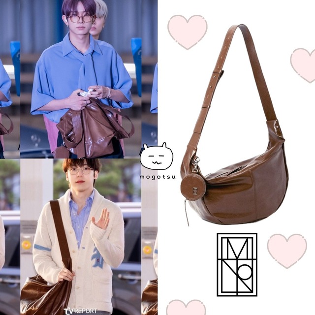 ★ENHYPEN ヒスン / ATEEZ ユンホ 着用！！【MIM THE WARDROBE】MONTA CRACK LEATHER  MESSENGER BAG_BROWN