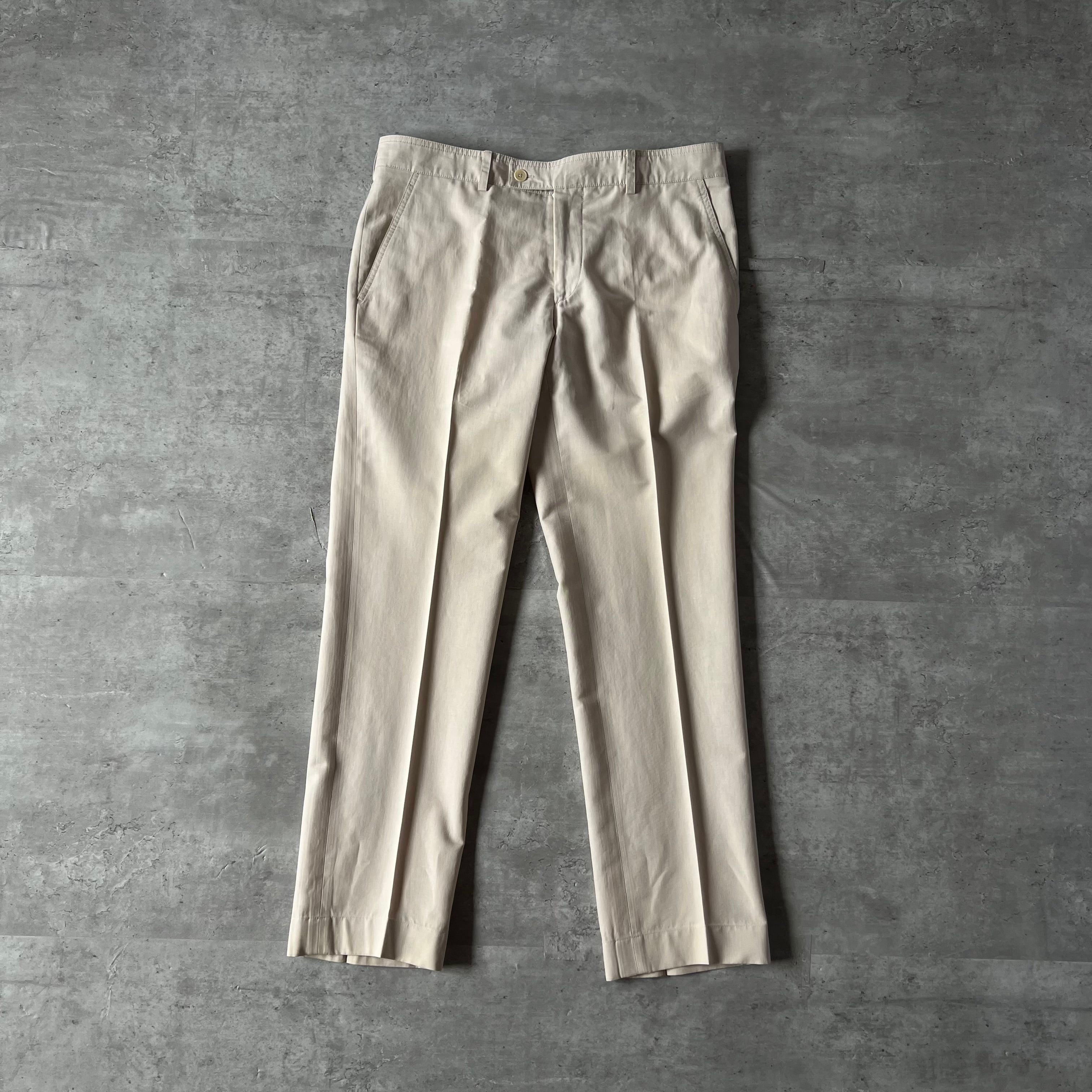 80s “Hermes” W34相当 cotton linen slacks pants made in italy ...