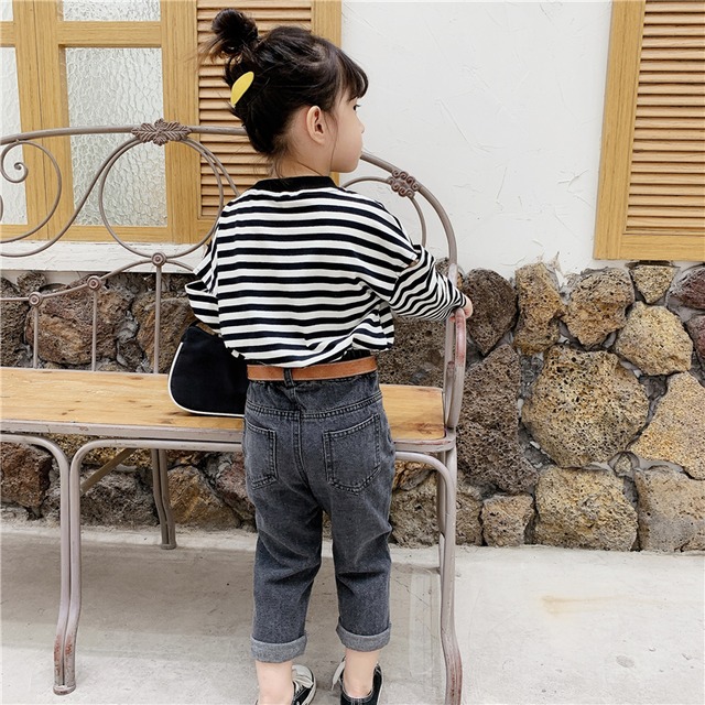 ボーダー 長袖 トップス Tシャツ 肌見せ 女の子 韓国子供服 キッズ ベビー プチプラ 80 90 100 110 1 130 1歳 2歳 3歳 取寄 発送目安14 21日営業日 Laff Store For Baby Kids ベビー キッズ 子供服 ショップ情報 配送スケジュール要確認