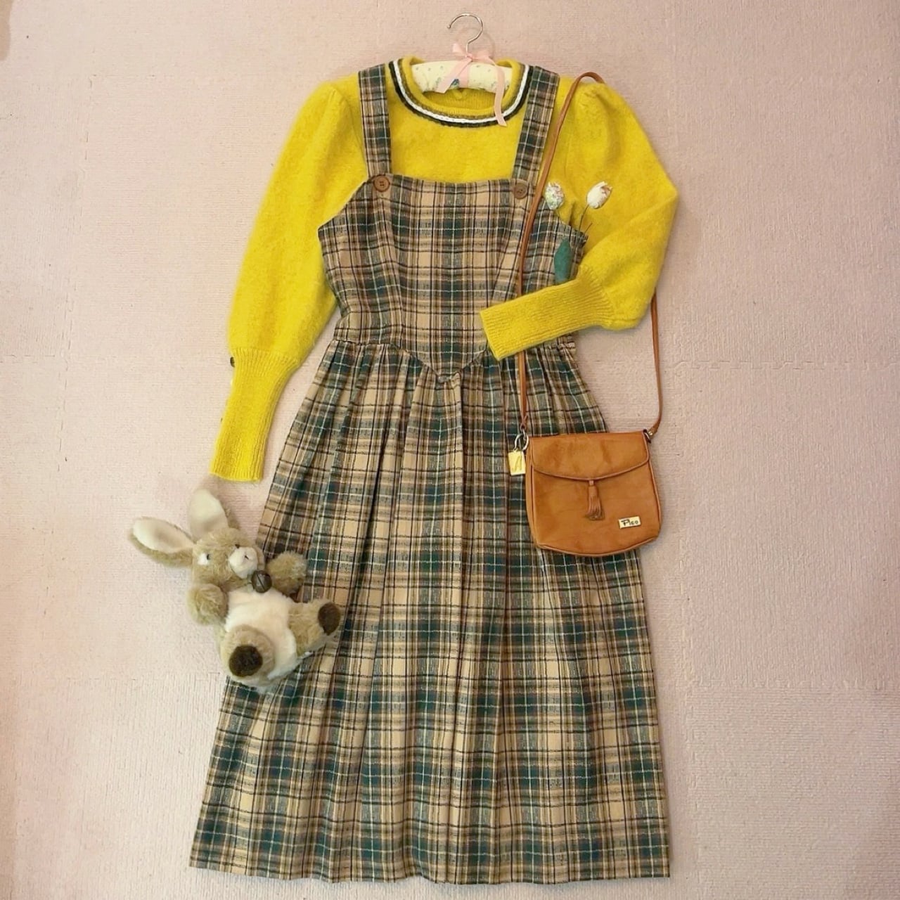 green check jumper skirt