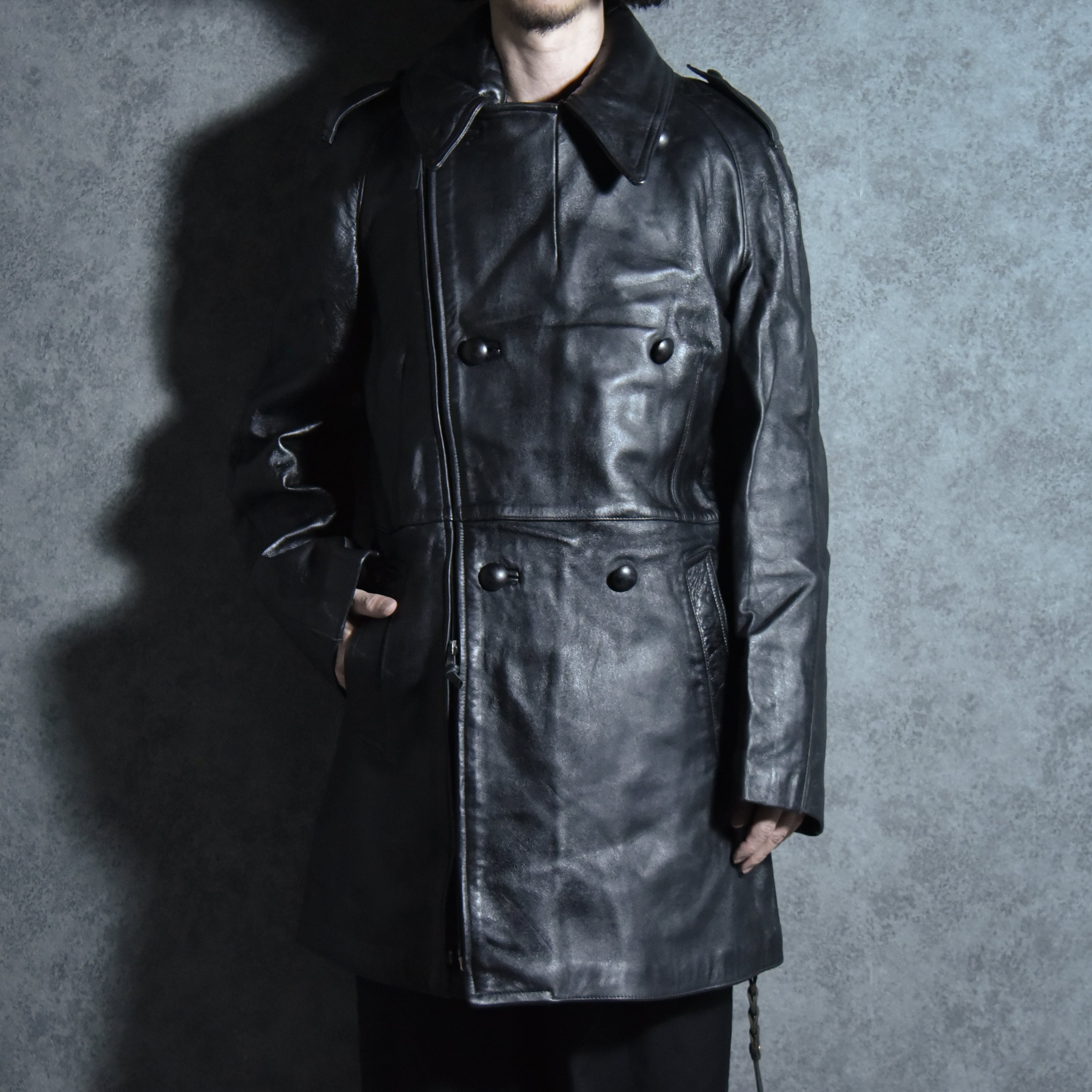 80s French Army Leather Motorcycle Cort フランス軍 レザー モーター