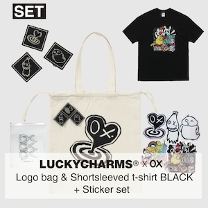 [LKCS] (SET) LUCKYCHARMS x OX. Logo bag + Punch drunk T shirts black 正規品 韓国ブランド 韓国ファッション 韓国代行 lucky charms パーカー ソ・イングク
