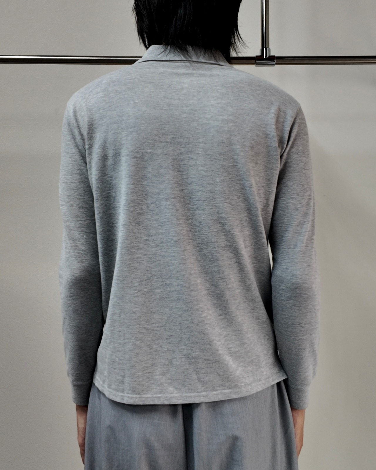 【2003 PRADA】rubber plate grey polo shirt