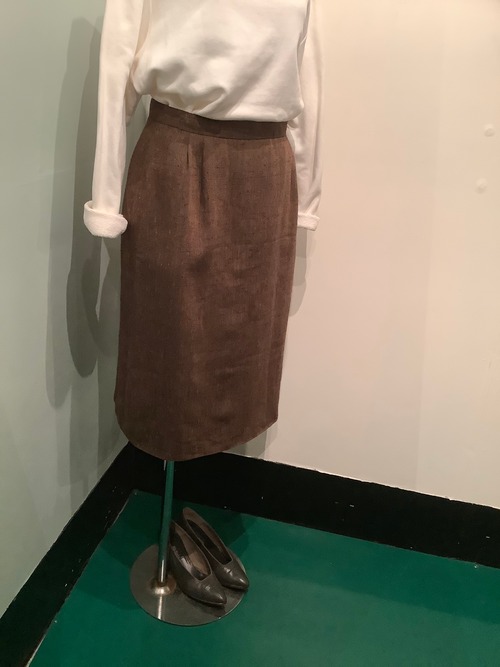 ネップ素材 ブラウンタイトスカート