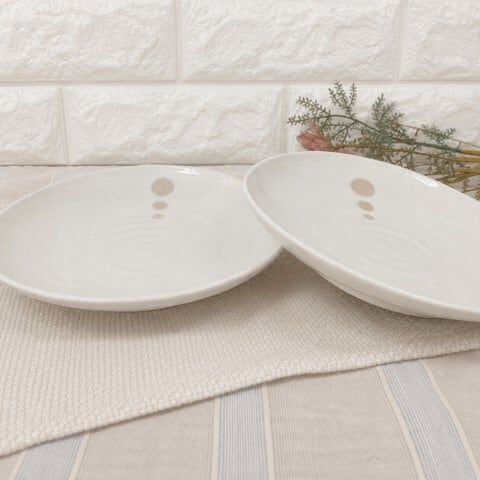《数量限定》粉引ポイント6寸皿 19cm皿 ドット柄 取り皿・デザート皿【日本製)A級品