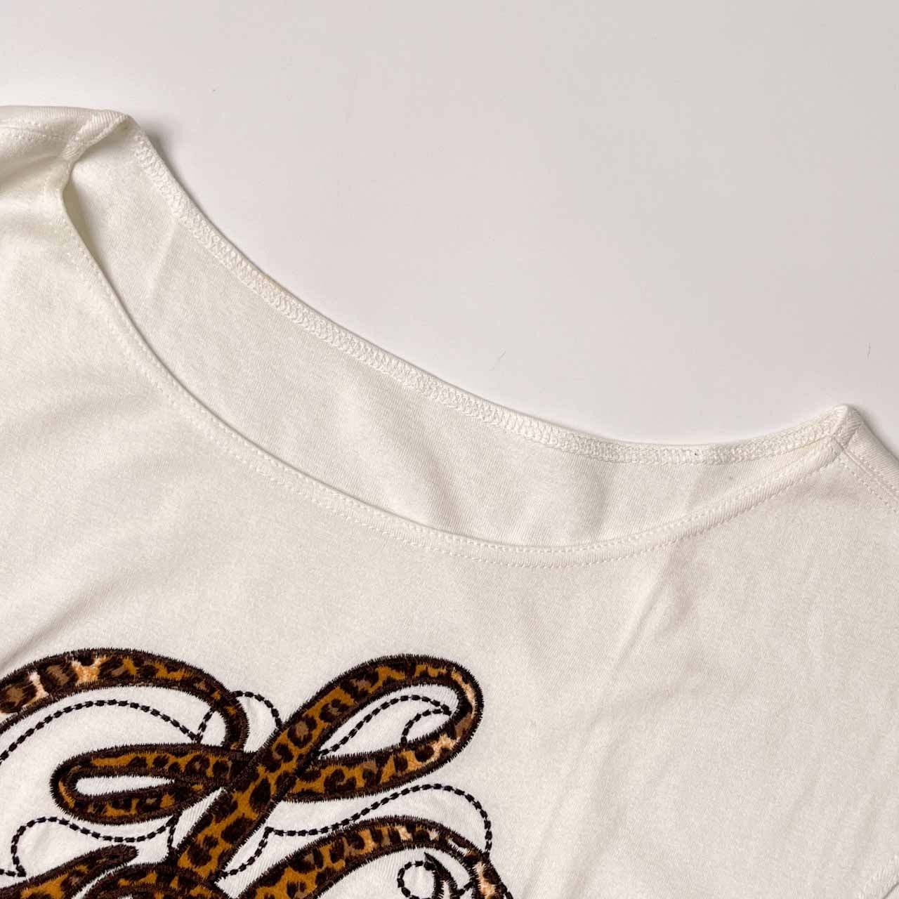 伊太利屋 イタリヤ レオパード柄 フレンチスリーブ Tシャツ カットソー 9/ホワイト レディース