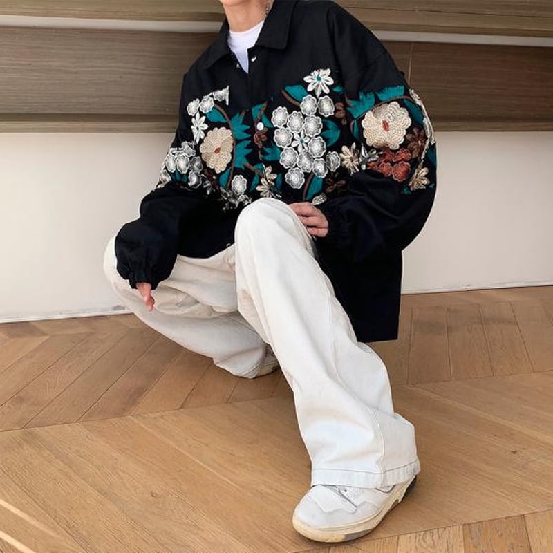 メンズ ジャケット 花柄 オーバーサイズ ボタニカル 植物 かっこいい