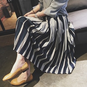 ★送料無料★フリ−☆ストライプ柄シフォンスカ−ト (SKN9177)