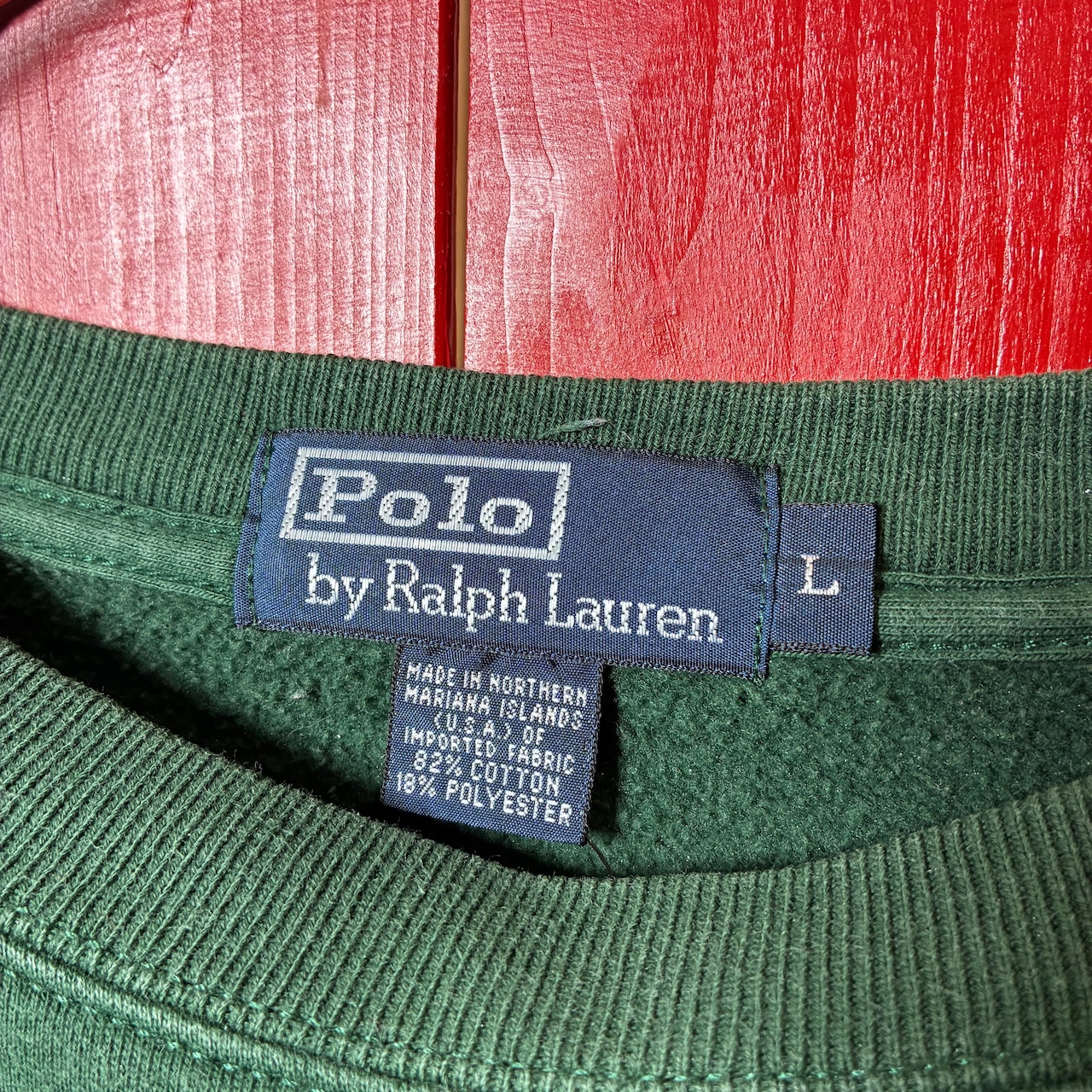 90s POLO RALPH LAUREN 無地スウェット 緑 バーガンディポニー L