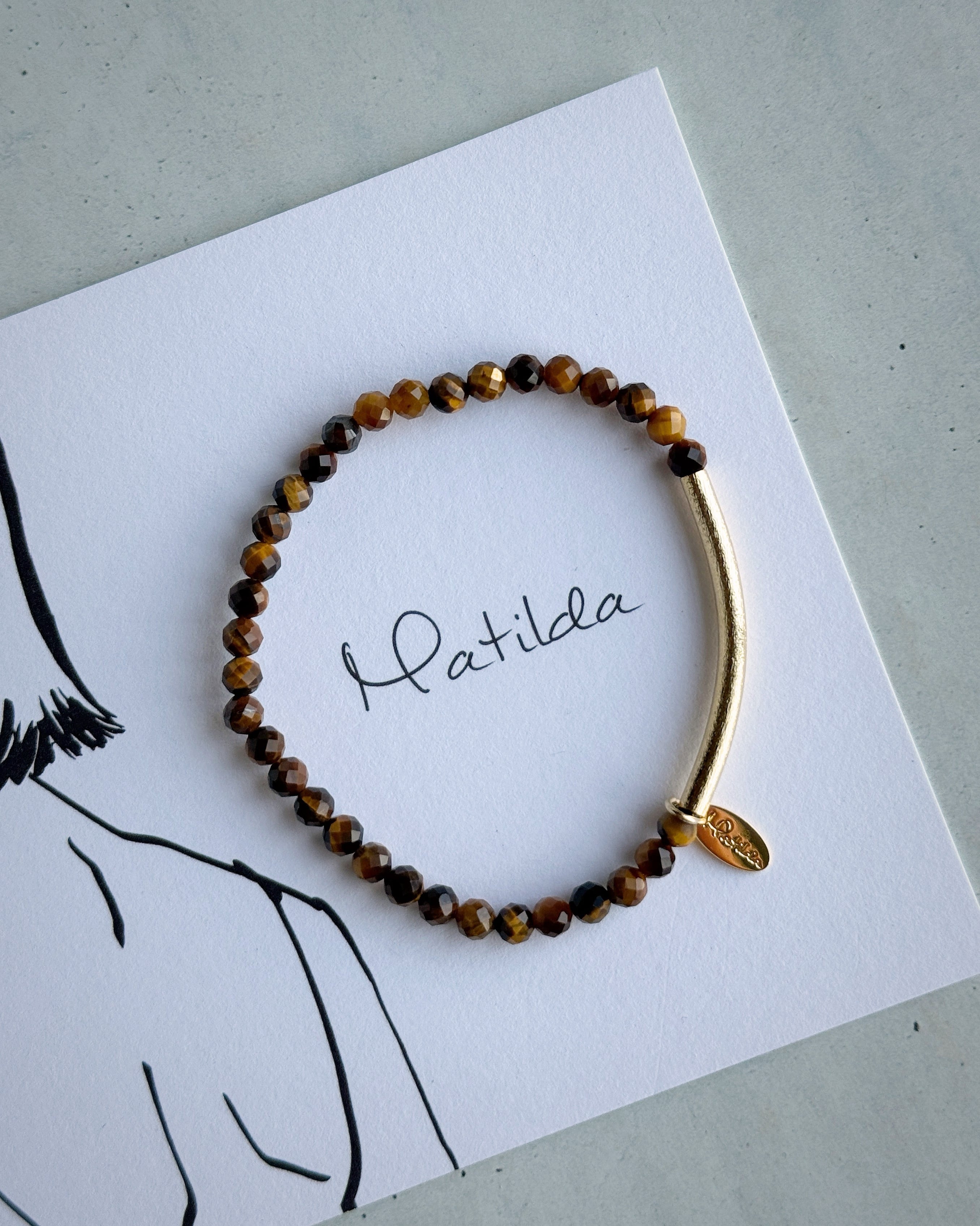 Tube & stone bracelet(タイガーアイ)