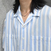 double pocket stripe open collar shirt
