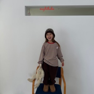 【Night bebe】ふわふわマルチボーダーT 90〜130cm レッド 2241118