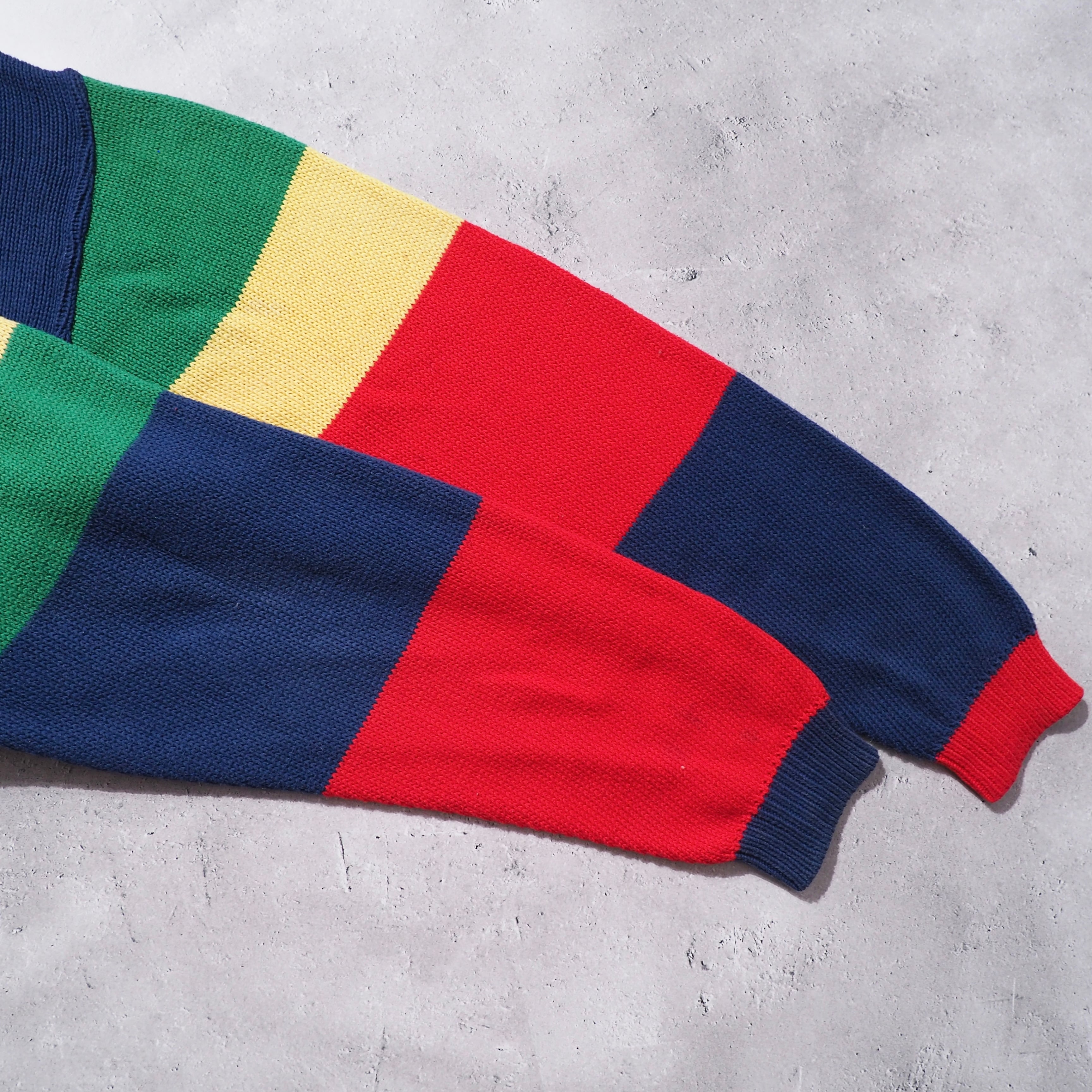 ” Foxhound ” Mulch color Border Design vintage loose knit(made in Italy)