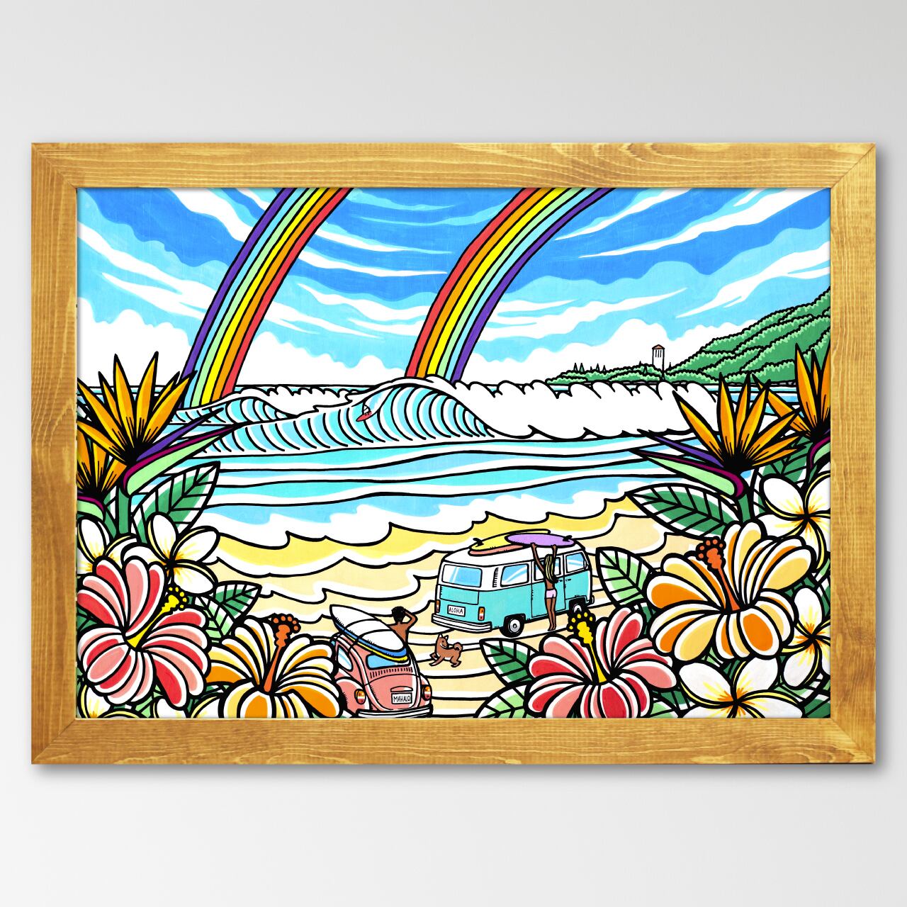 絵画 kataomoi 原画】Wood Panel B2 Size（Waimea Surf）with Frame | TAMO ART GALLERY