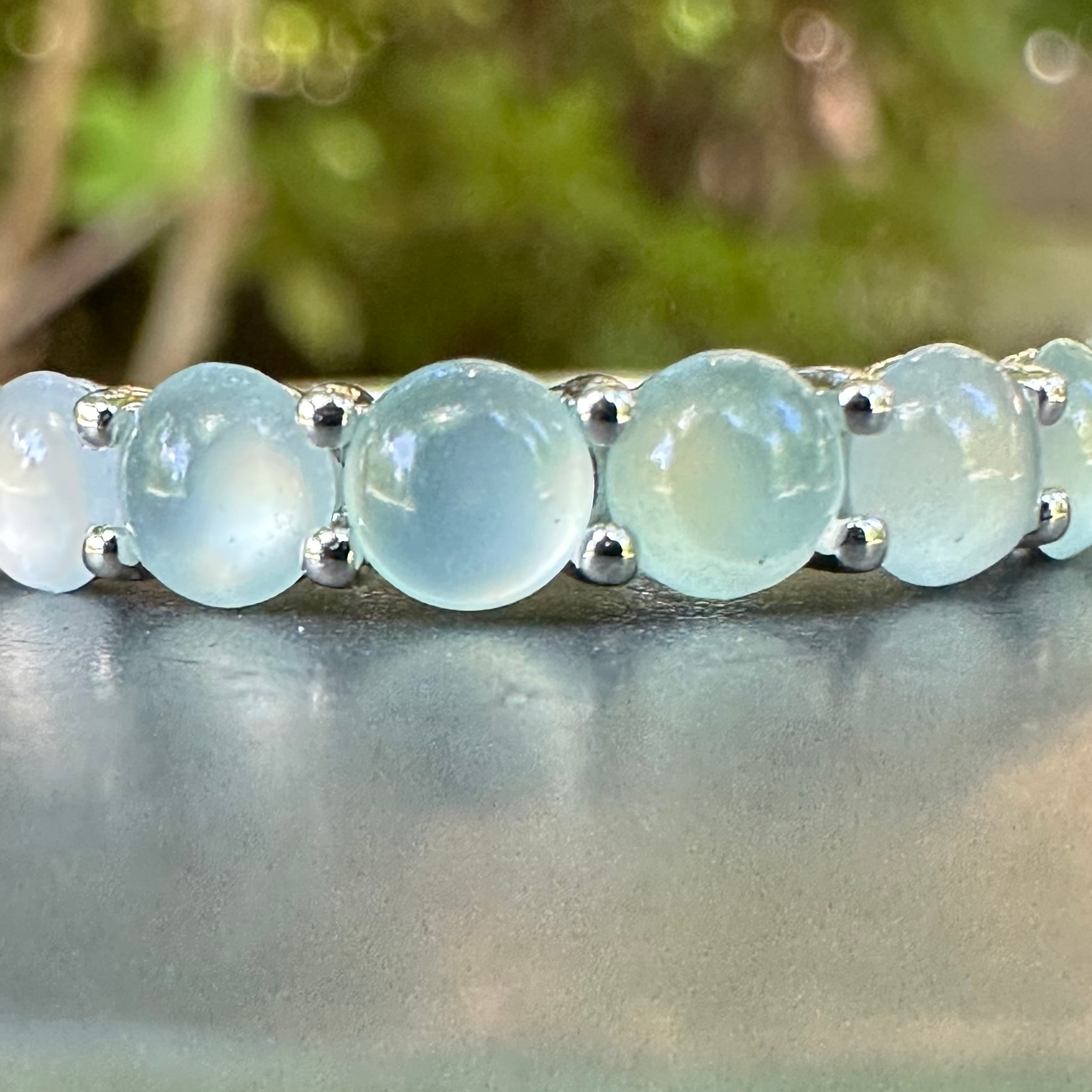 Ice Blue Jade AMU Silver Ring | Victorian Box