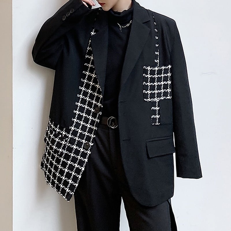 バイカラー モノトーンチェックジャケット LB0290