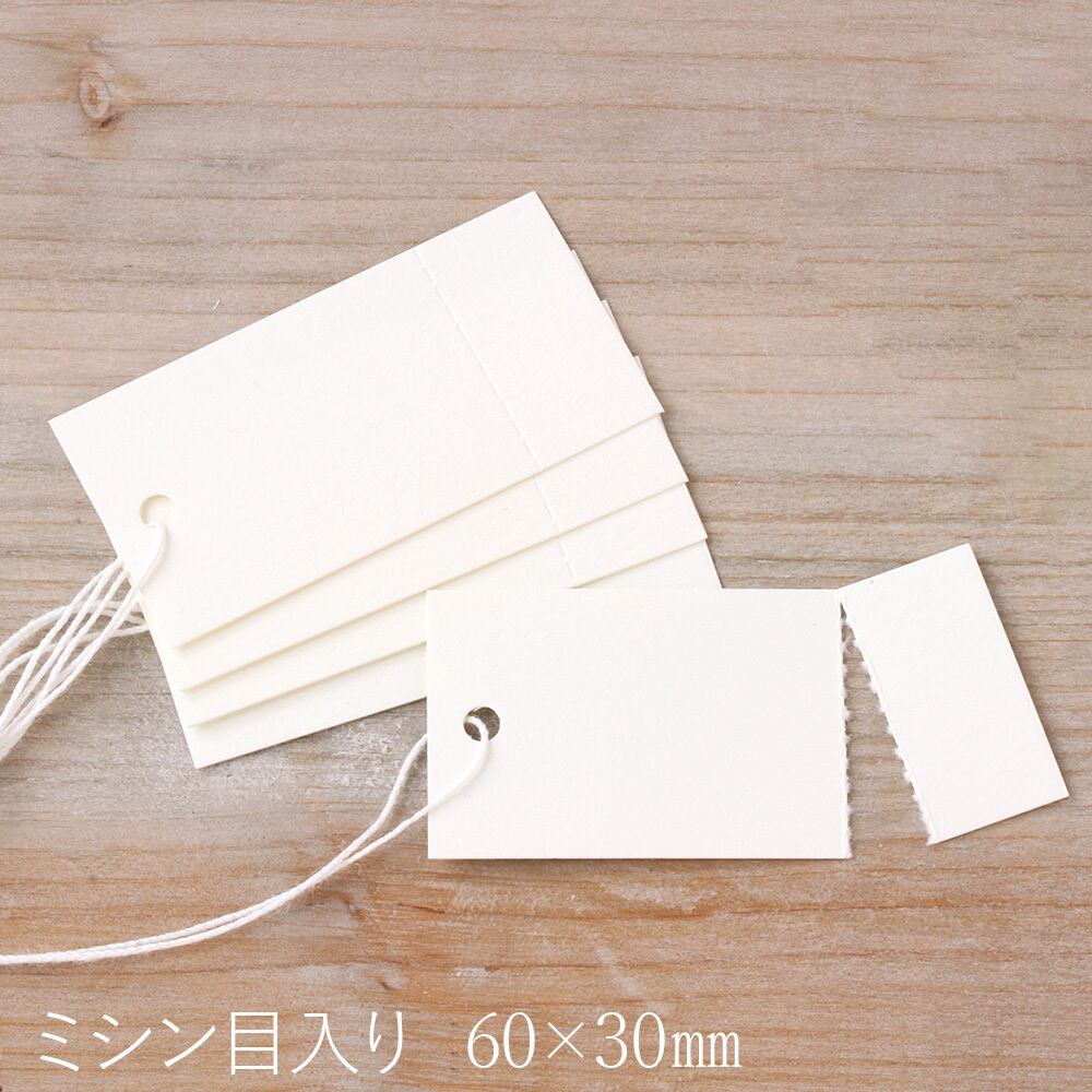 値札タグ ミシン目入り 下げ札 糸付きタグ 60×30mm 50枚 D098.D102 