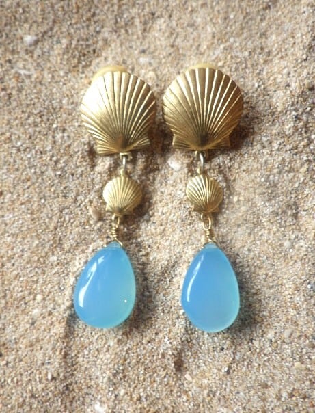 Mermaid Drops】シーブルーカルセドニーとシェルのマーメイド