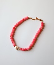 ピンクジェイド×バロックパールネックレス/024019
