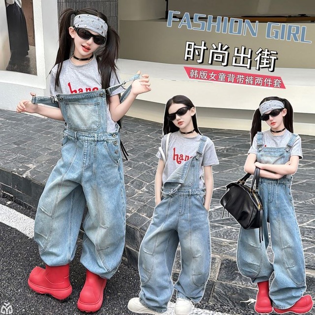 kids デニムワイドサロペット